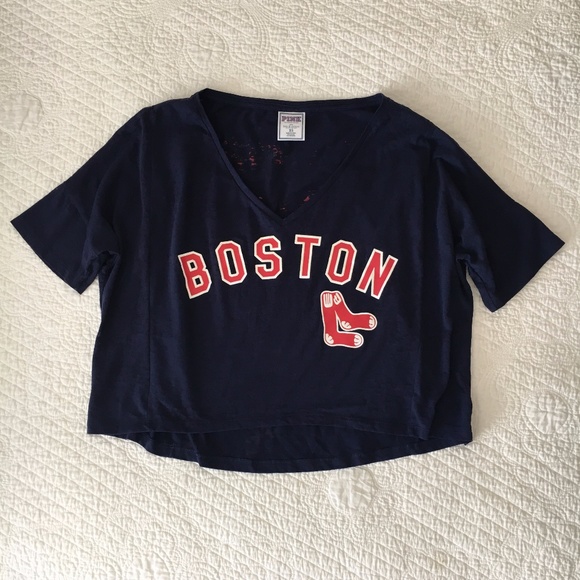VS PINK Boston Red Sox Cropped Oversized Tee - Picture 2 of 12
